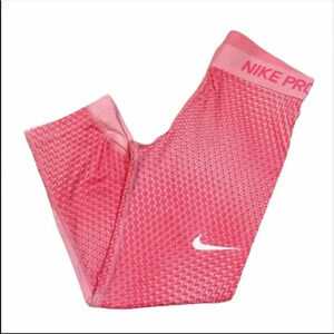 Nike Pro Girls Pink White Leggings Size L